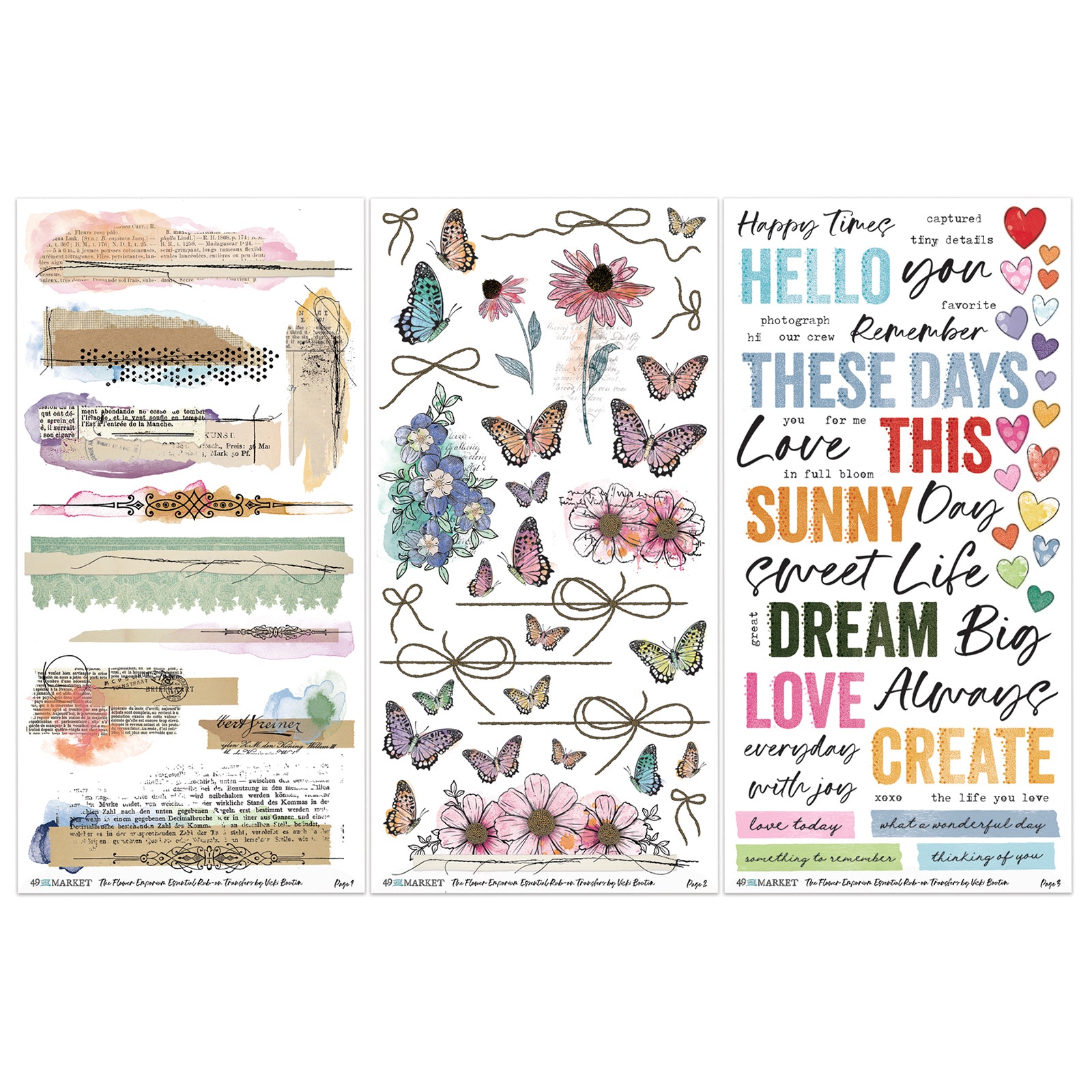 49 & Market The Flower Emporium by Vicki Boutin Essentials 6 x 12 Rub-On Transfer Set